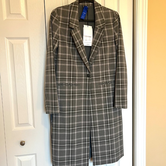 NWT Kit&Ace Go To Stretch Suiting Long Plaid Jacket with Side Vents Size Small - Picture 2 of 16